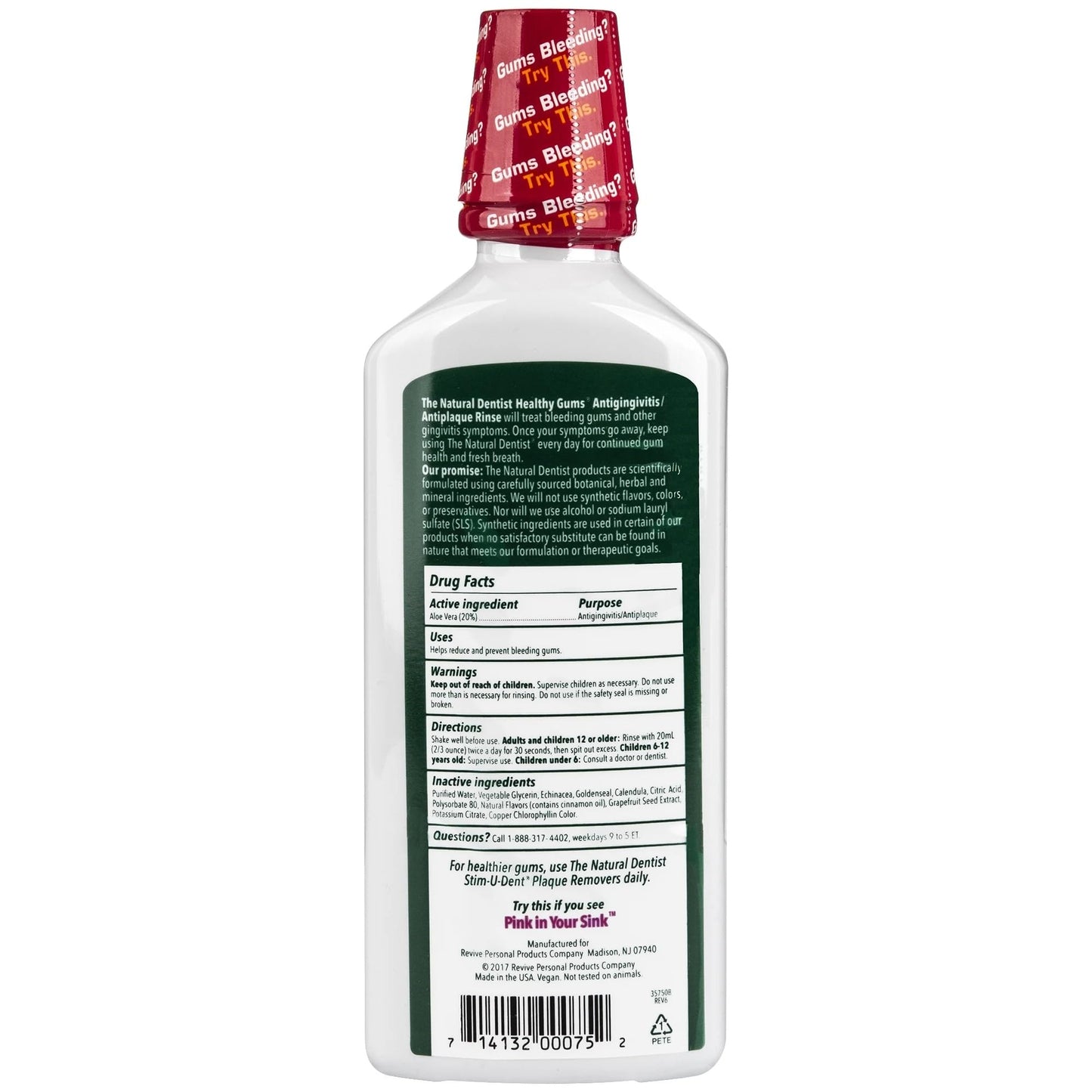 The Natural Dentist Mouthwash Healthy Gums Peppermint Twist 16.9 fl oz | Daily Oral Rinse