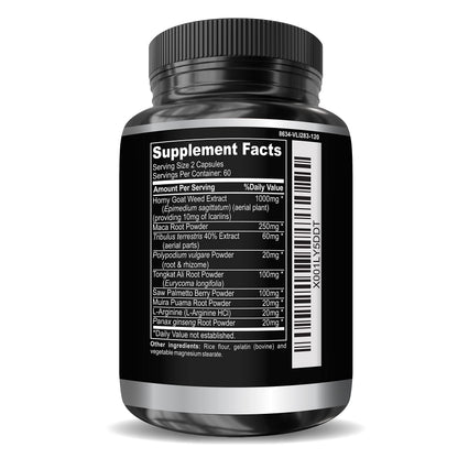 Super Strength 1590mg Horny Goat Weed 120 Capsules With Maca Arginine & Ginseng - Naturally Boost your Health, Workout Performance, Endurance & Energy, Joint Health For Men & Women (120C)
