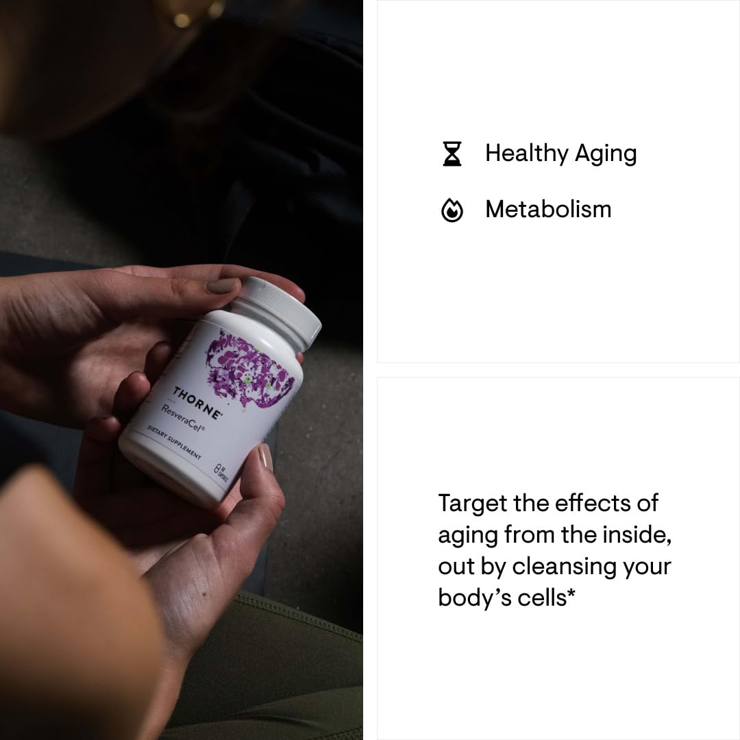 THORNE ResveraCel – Nicotinamide Riboside with Quercetin Phytosome & Resveratrol for Healthy Aging & Cellular Energy (30 Servings)