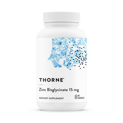 Thorne Zinc Bisglycinate 15mg – Immune Support, Skin & Eye Health | 60 Servings