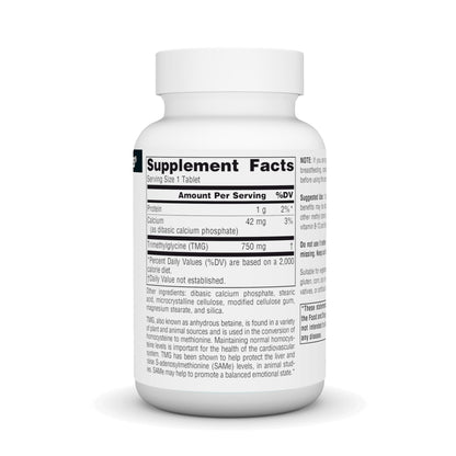 Source Naturals TMG 750mg Trimethylglycine (Anhydrous Betaine) - 60 Tablets