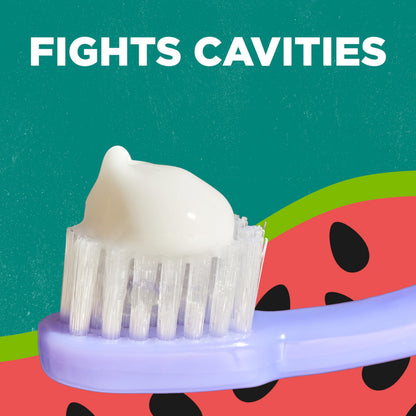 Tom's of Maine Watermelon Wiggle Kids Toothpaste with Fluoride – 3 Pack (5.1 oz) | Natural Kids Toothpaste