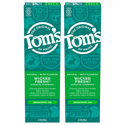 Tom's of Maine Wicked Fresh! Fluoride Toothpaste - Spearmint 4.7 oz 2-Pack