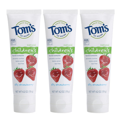 Tom's of Maine Anticavity Fluoride Kids Toothpaste – Silly Strawberry, 4.2 oz, 3 Count
