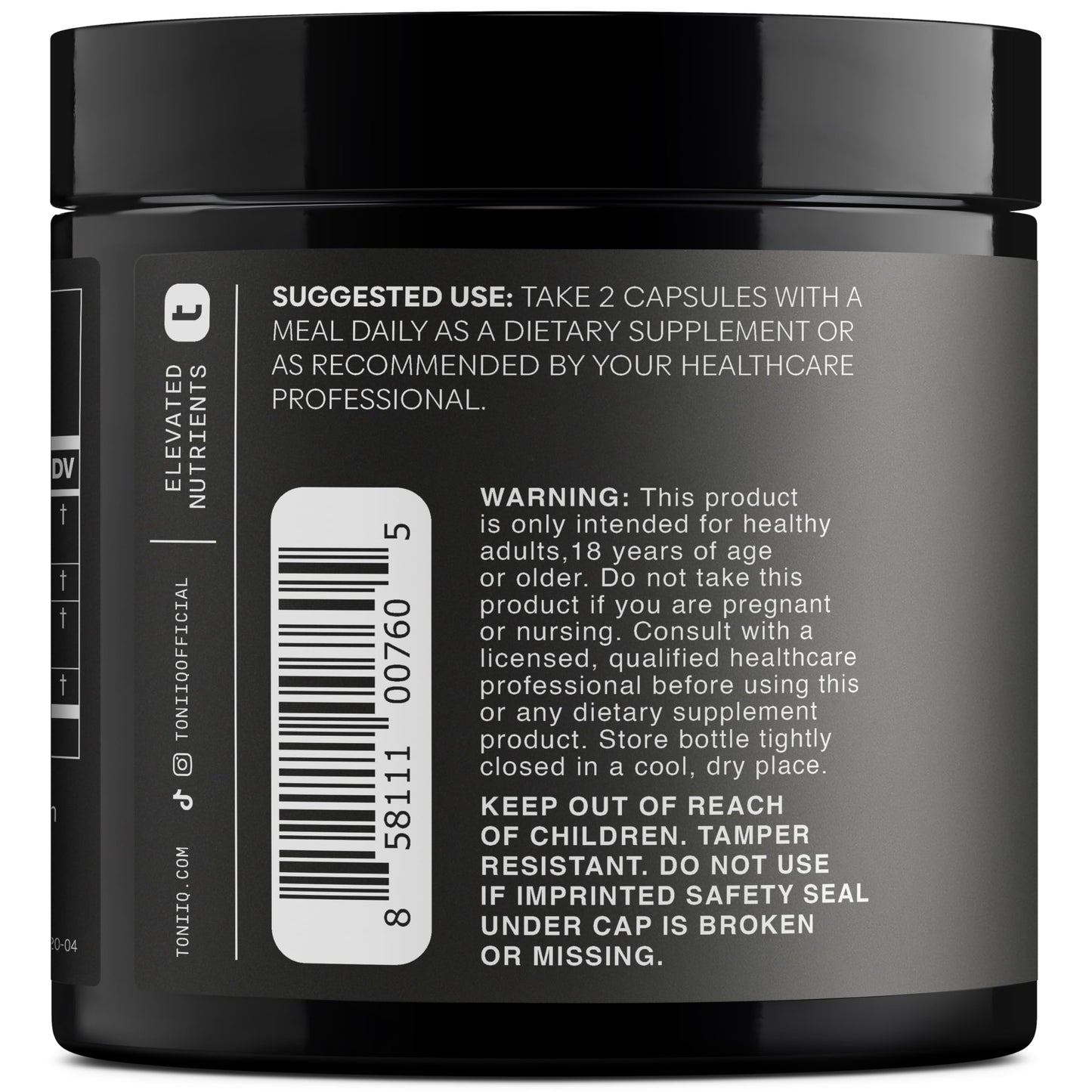 Toniiq Ashwagandha 40:1 Extract – 25% Withanolides | 120 Capsules