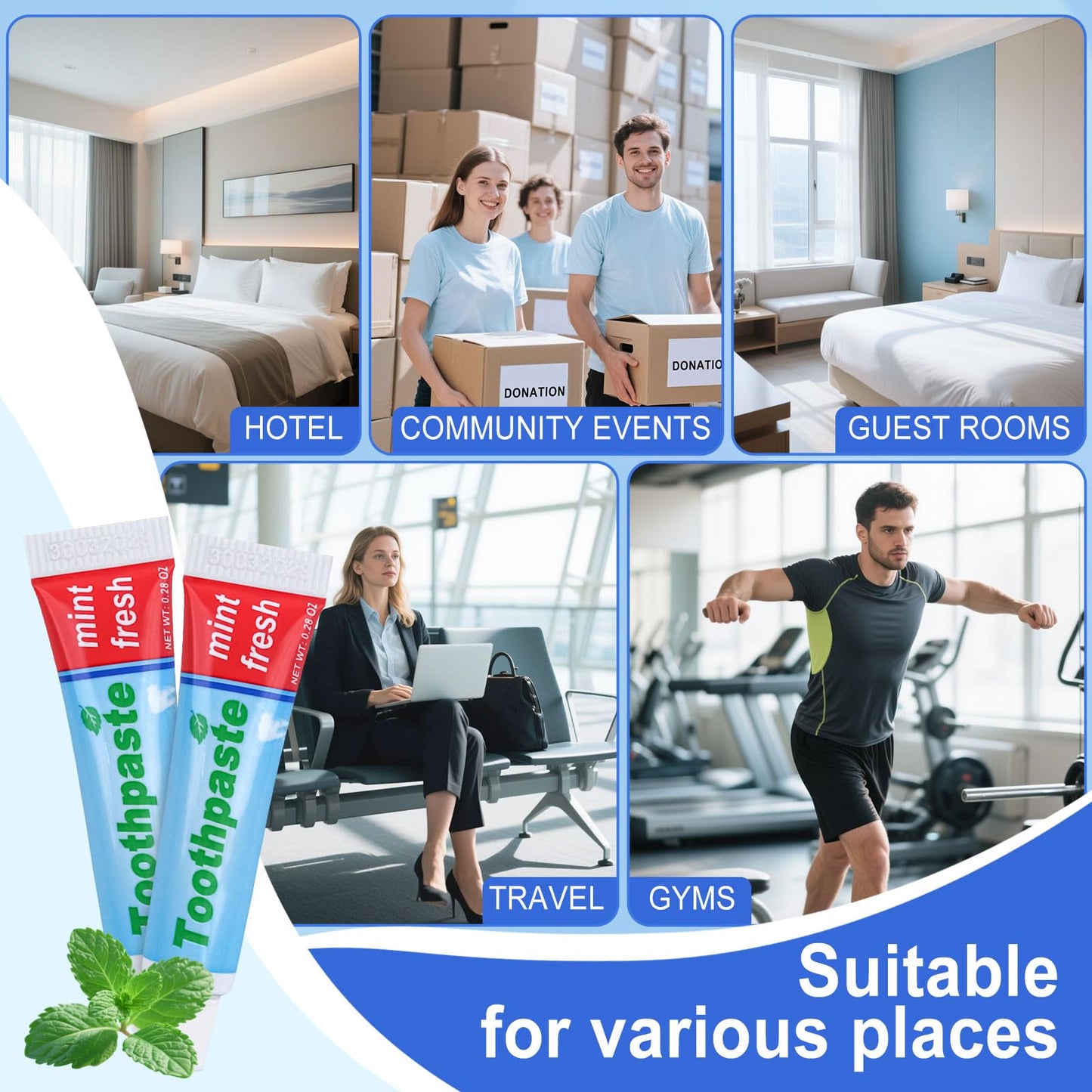 0.28oz Small Toothpaste Travel Size Bulk – Mint Scent, TSA Compliant, 120-Pack
