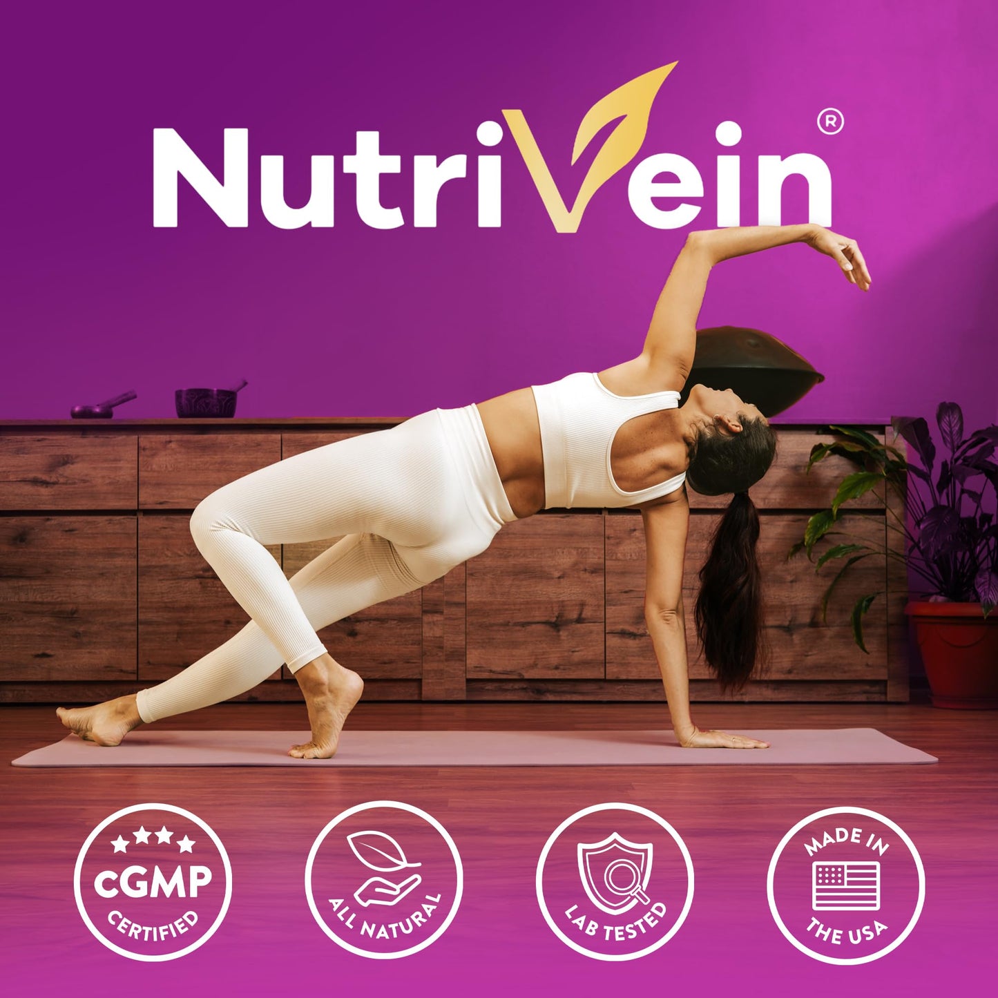 Nutrivein Premium Resveratrol 1450mg - 120 Caps: Pure Trans Resveratrol Supplement Enhanced with Green Tea Leaf & Acai Berry - Aging, Defenses, Brain, Heart, and Joint Support