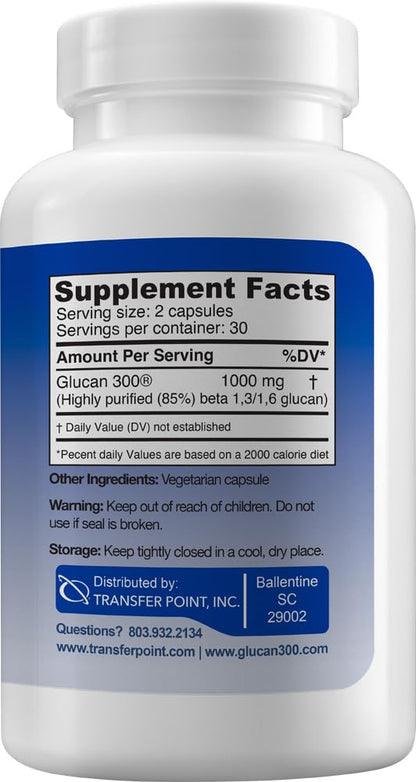 Transfer Point Immune Support: Highly Purified Beta 1,3D Glucan 500 mg Capsules (Pack of 3)