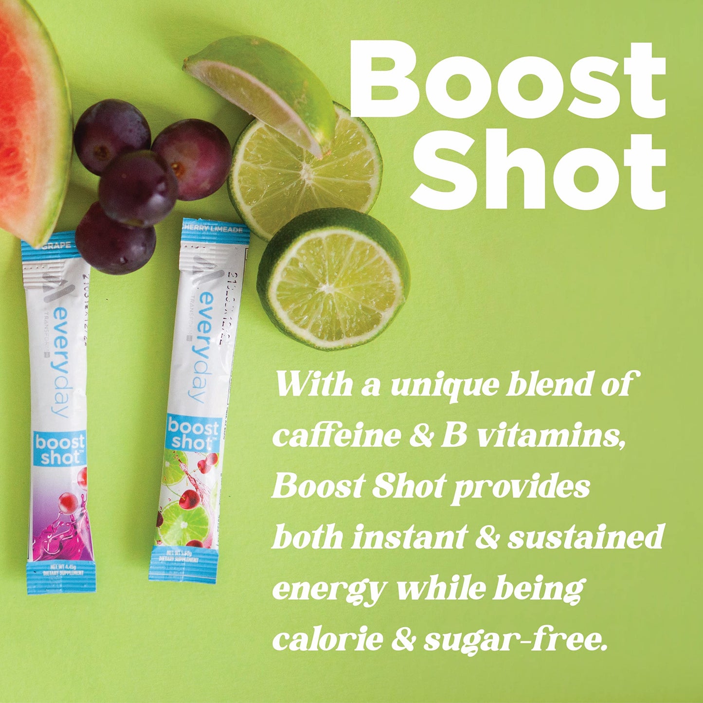 TransformHQ Boost Shot Powder Drink Sticks - Strawberry Lemonade, 7 Pack | Caffeine & B Vitamins
