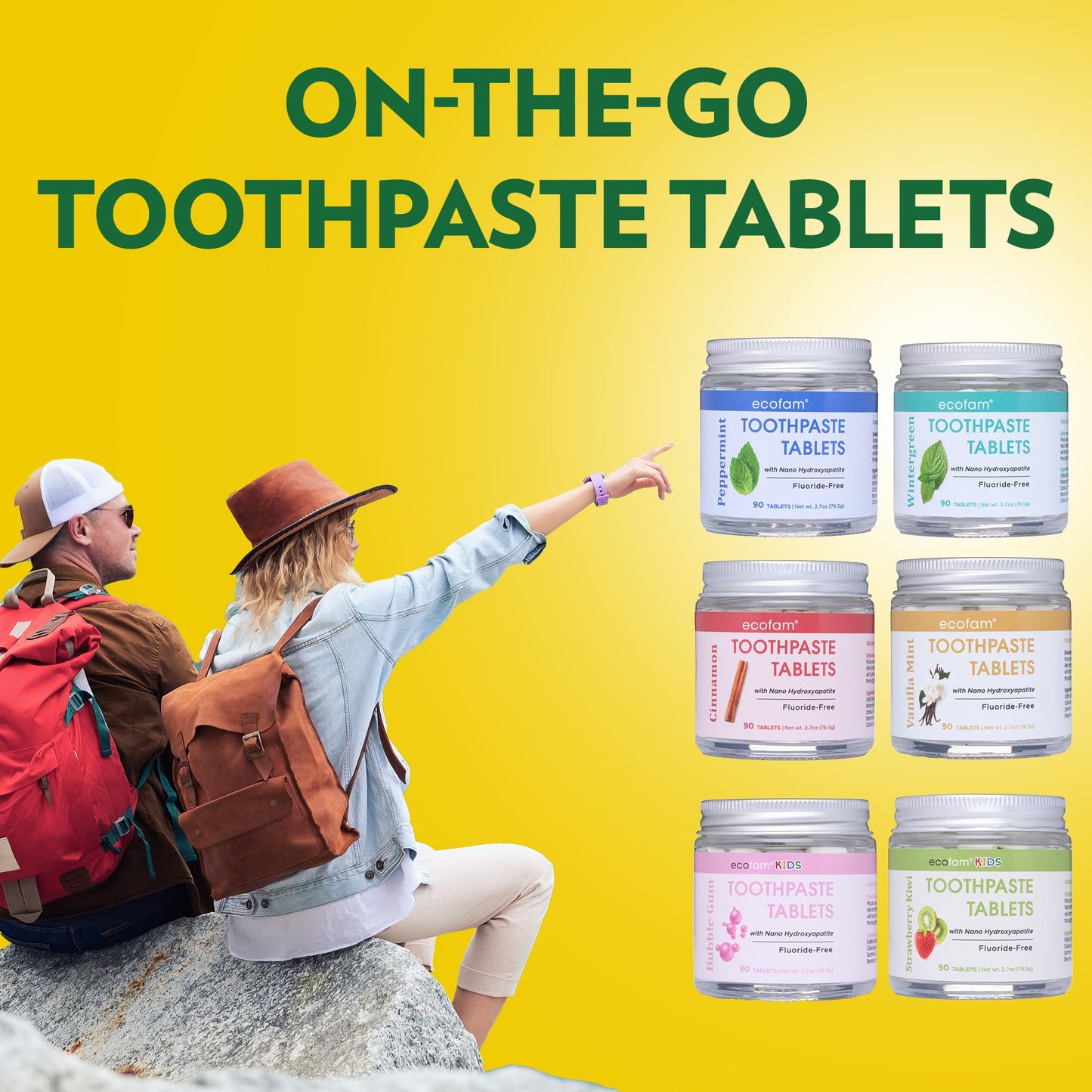 Toothpaste Tablets Strawberry Kiwi – Nano Hydroxyapatite Chewable, Fluoride Free, 350 Tabs