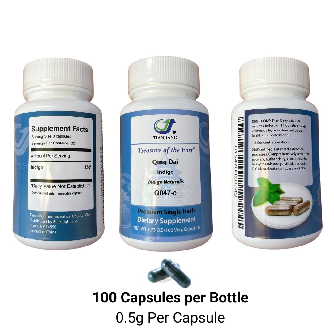 Treasure of the East Indigo Qing Dai Capsules (1:1 Herbal Extracts) – 100 Capsules