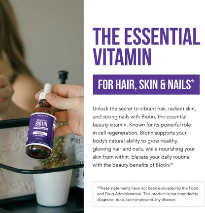 Triquetra Health Biotin Hair Support for Women – 10,000 mcg D-Biotin, Organic Berry Liquid