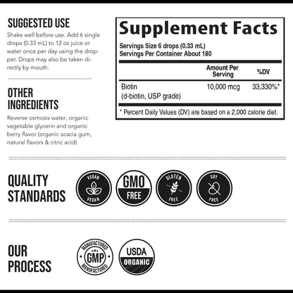 Triquetra Health Biotin Hair Support for Women – 10,000 mcg D-Biotin, Organic Berry Liquid