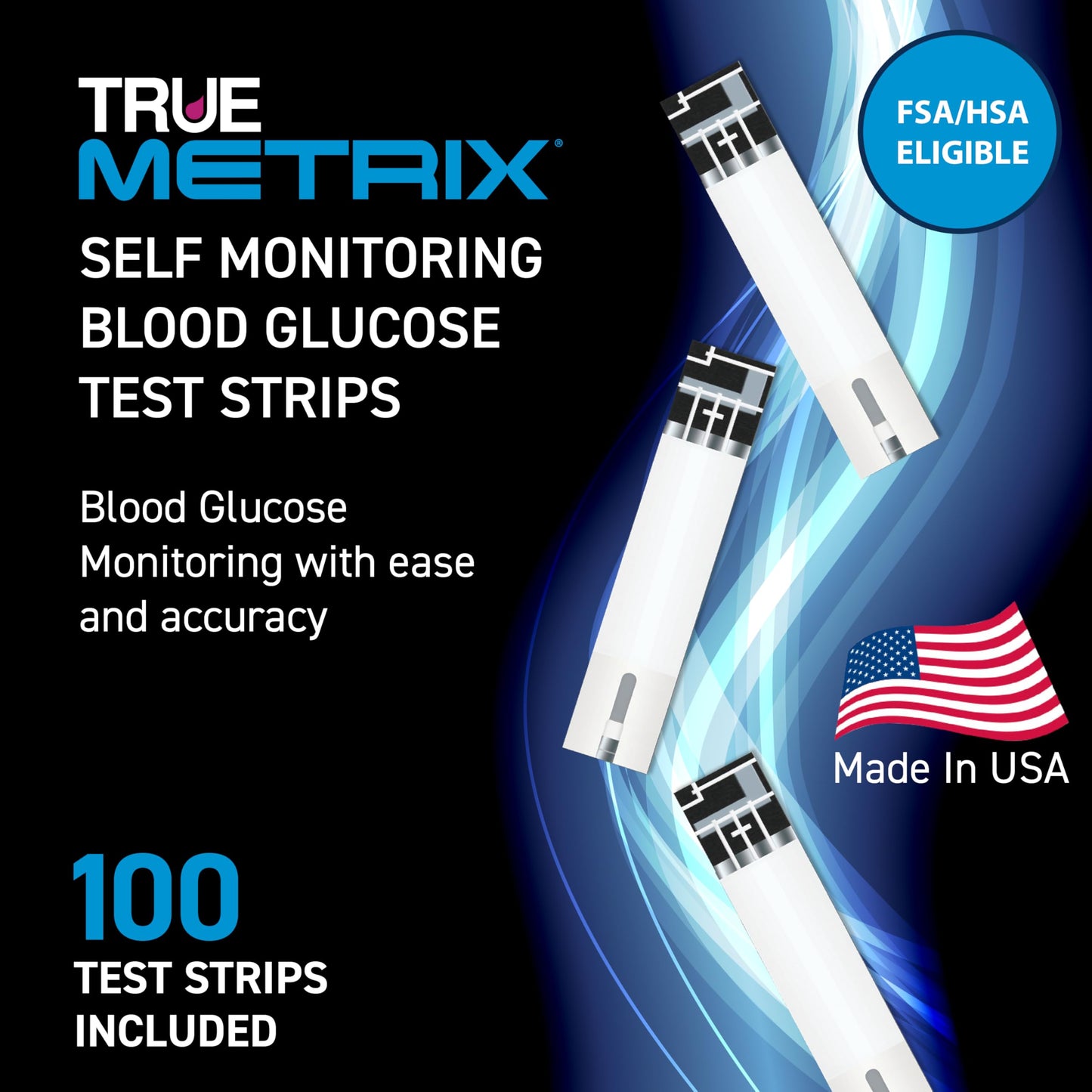 TRUE METRIX 100ct Test Strips + 100ct TRUEplus 30g Lancets | Self-Monitoring Blood Glucose Kit