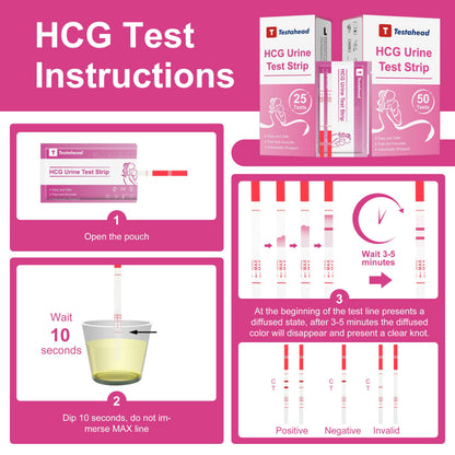 T TESTAHEAD Pregnancy Test Strips – 50 Count, High Sensitivity Home Test for Early Detection