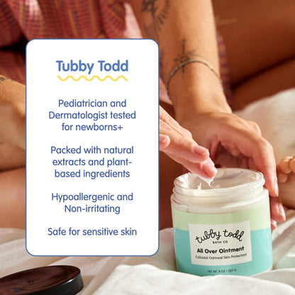 TUBBY TODD Essentials Baby Bath Gift Set - 8.5oz Hair+Body Wash, 8.5oz Bubble Bath & 3.5oz All Over Ointment