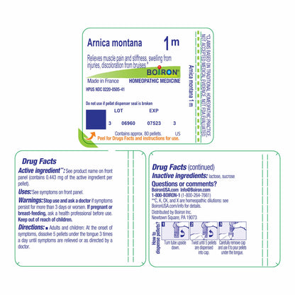 Boiron Arnica Montana 1M Pellets – Muscle Pain, Stiffness & Bruises (80 Pellets)