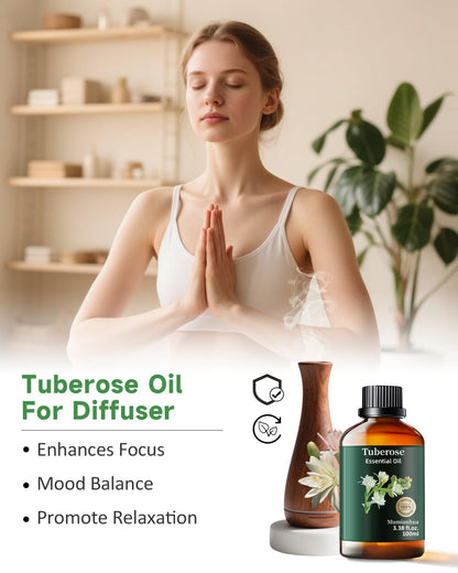 Mumianhua Tuberose Essential Oil – 100% Pure Therapeutic Grade (3.38 fl oz)