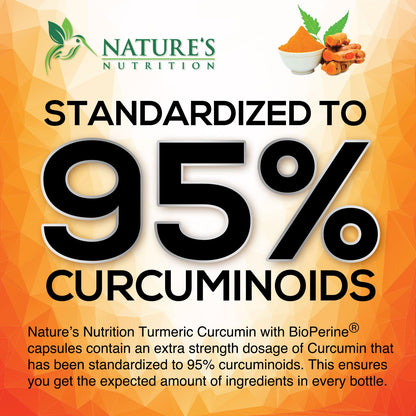 Turmeric Curcumin Supplement 1950mg - 95% Curcuminoids with Organic Turmeric & BioPerine Black Pepper Extract for Best Absorption, Natural Vegan Joint Support, Non-GMO, Bottled in USA - 180 Capsules