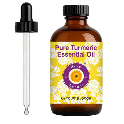 dève herbes Turmeric Essential Oil (Curcuma longa) – Pure, Lightweight, Non-Greasy, 120ml with Glass Dropper