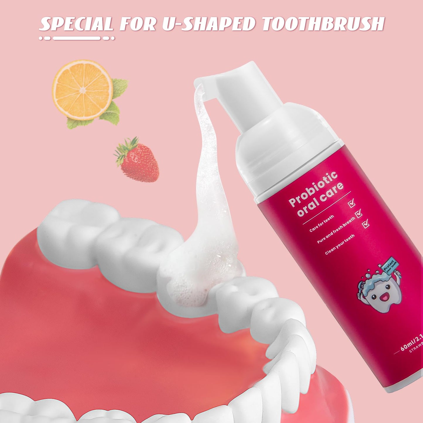 Fluoride Free Foam Kids Toothpaste – Mint Strawberry, Travel Size