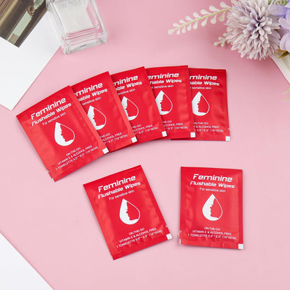 twoworld Feminine Wipes – Travel-Size, Flushable Wet Wipes for Women (Individually Wrapped)
