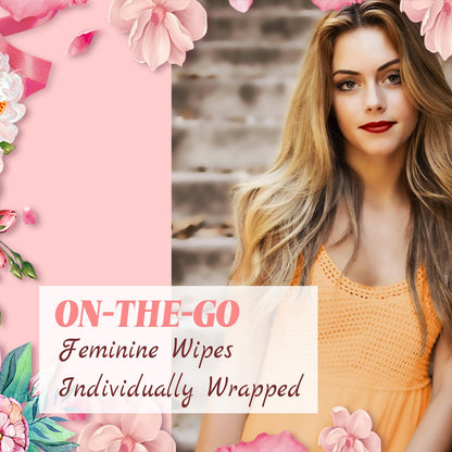 Twoworld 50 Feminine Wipes - Flushable Travel Wipes for Women, On-the-Go Personal Care