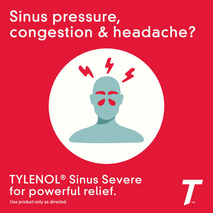 Tylenol Sinus + Headache Daytime Caplets — Non-Drowsy Sinus Relief & Headache Pain (24 ct)