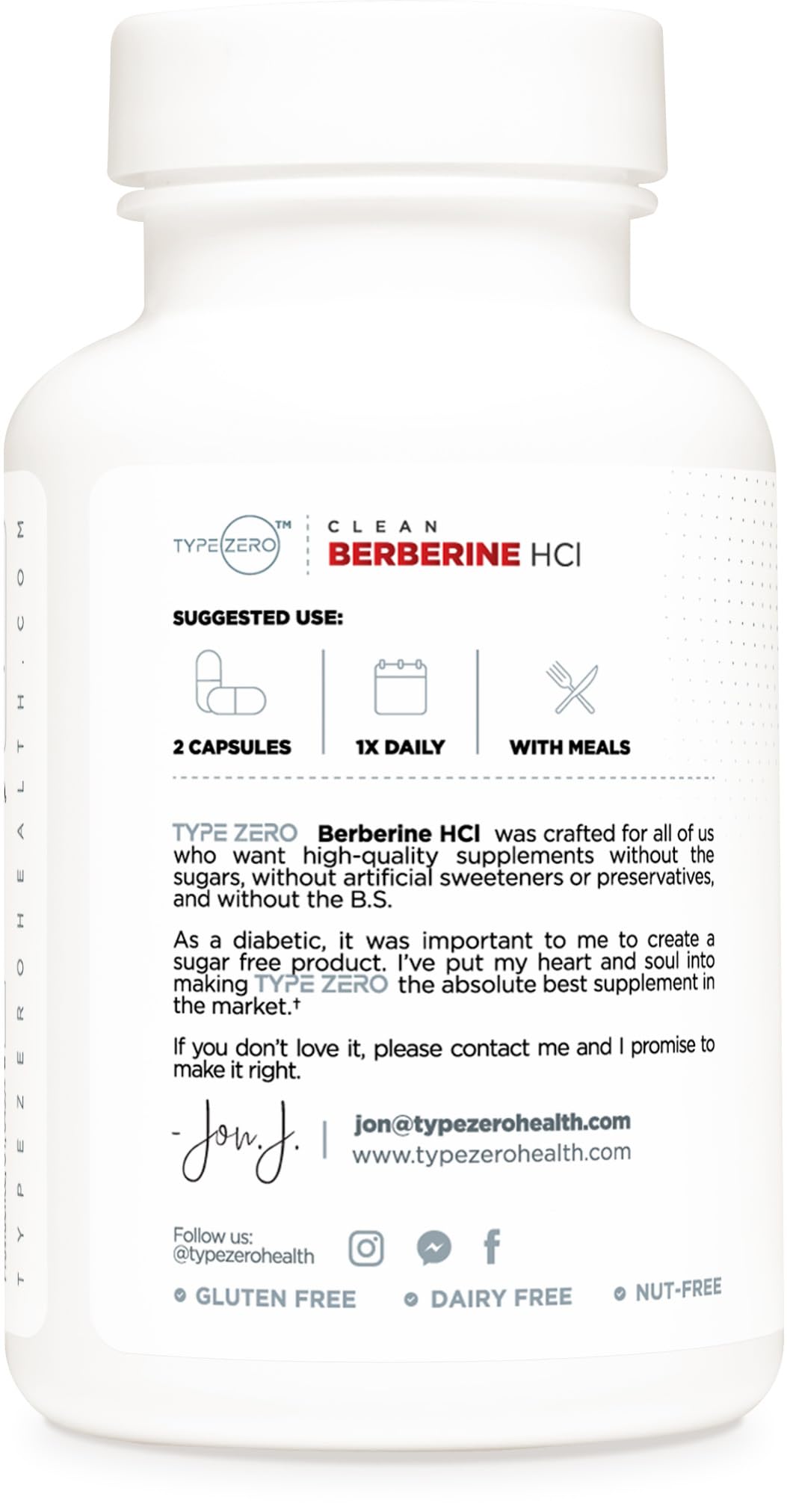 Type Zero Berberine HCL 1200mg 60 Capsules – Pack of 2 | Clean, Non-GMO, Gluten Free
