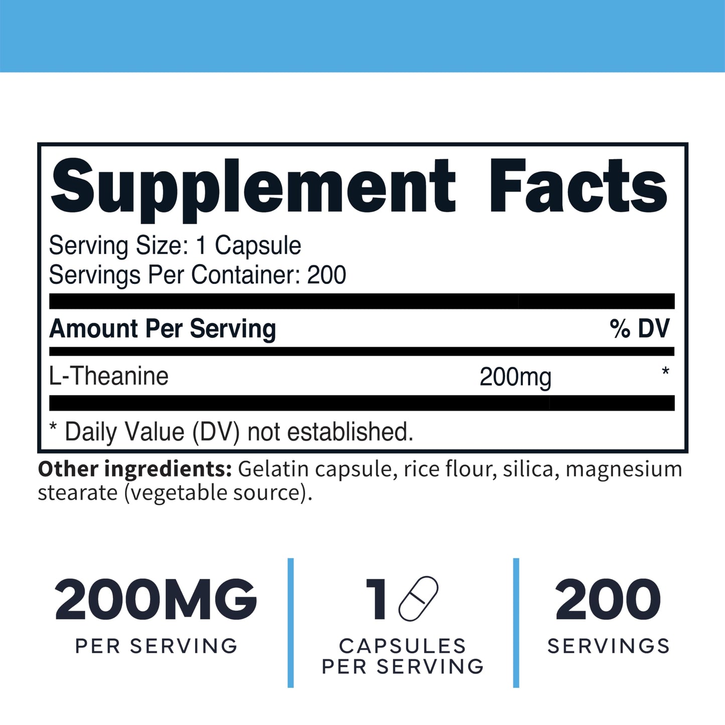 Type Zero L-Theanine (200mg) 200 Capsules - Clean L-Theanine Supplement, Keto, GMO-Free