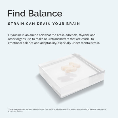 Dr Amen BrainMD Tyrosine - 120 Capsules for Focus, Clarity & Alertness - Gluten Free - 60 Servings
