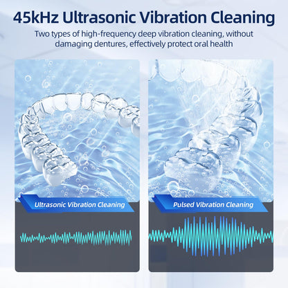 Ultrasonic Retainer Cleaner 45kHz - 200ml, 4 Modes for Dentures, Braces, Mouth Guards (Grey)