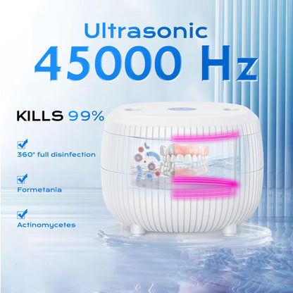 Ultrasonic Retainer Cleaner Machine – 45kHz 25W Portable 200ml for Dentures, Aligners, Mouth Guards & Jewelry