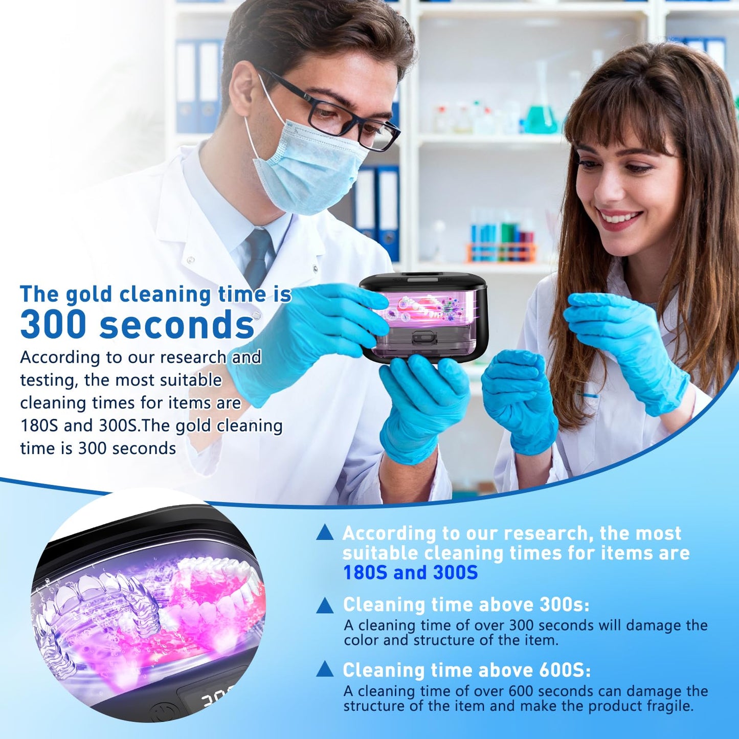 Ultrasonic Retainer Cleaner – Wireless Pro Sonic Dental Cleaning (Black)