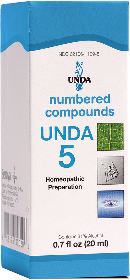 UNDA 5 Numbered Compounds | Homepathic Remedy | 0.7 fl. oz.