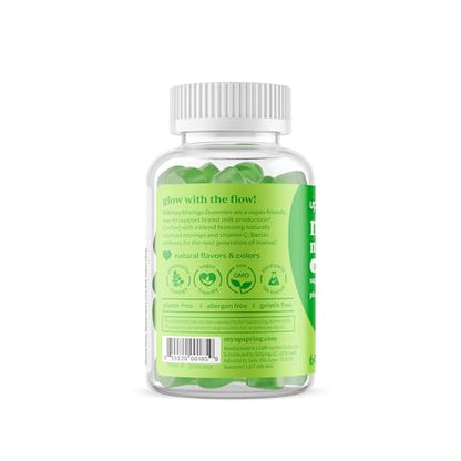UpSpring Milkflow Moringa Gummies - Natural Breastfeeding Support (Vegan, Green Apple)