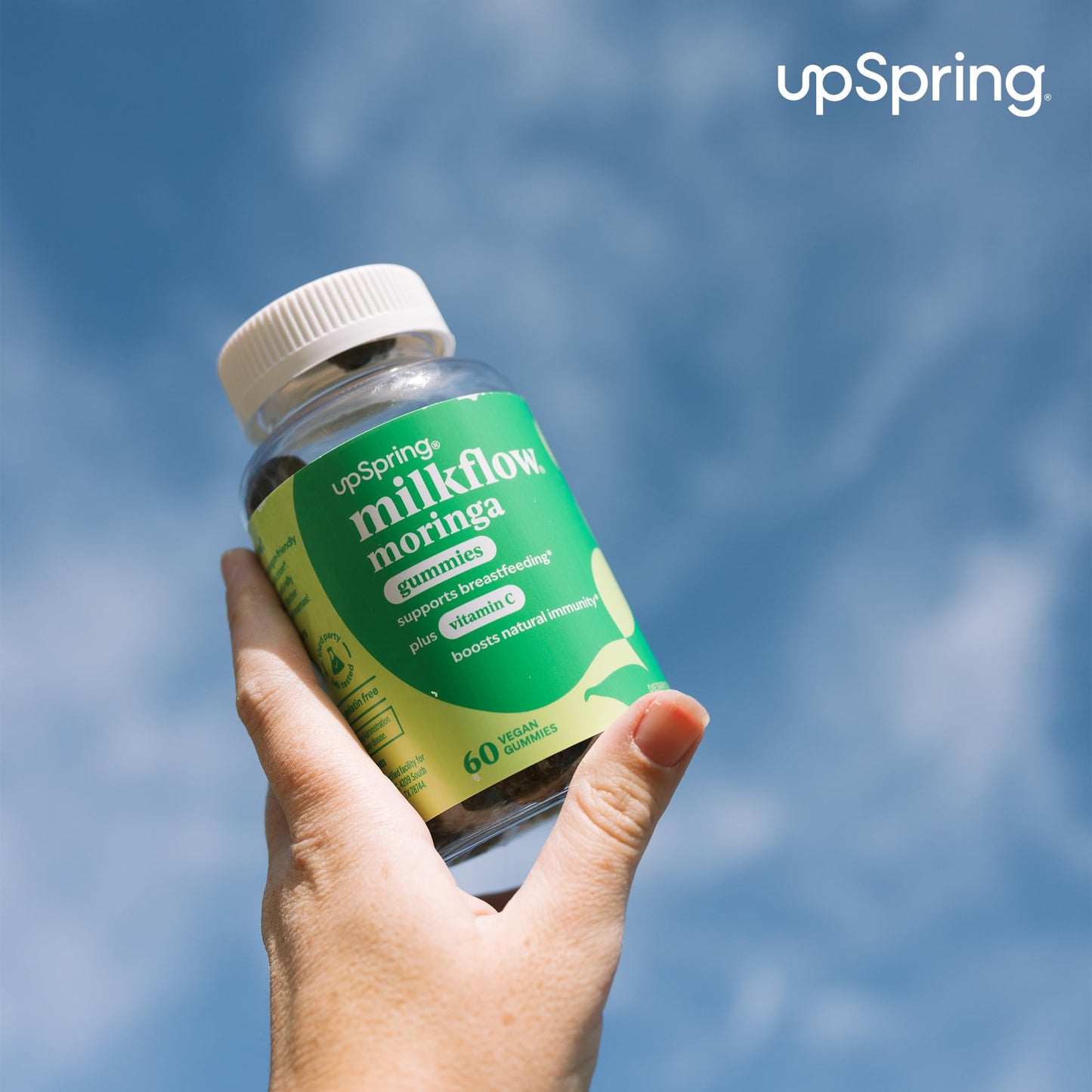 UpSpring Milkflow Moringa Gummies - Natural Breastfeeding Support (Vegan, Green Apple)