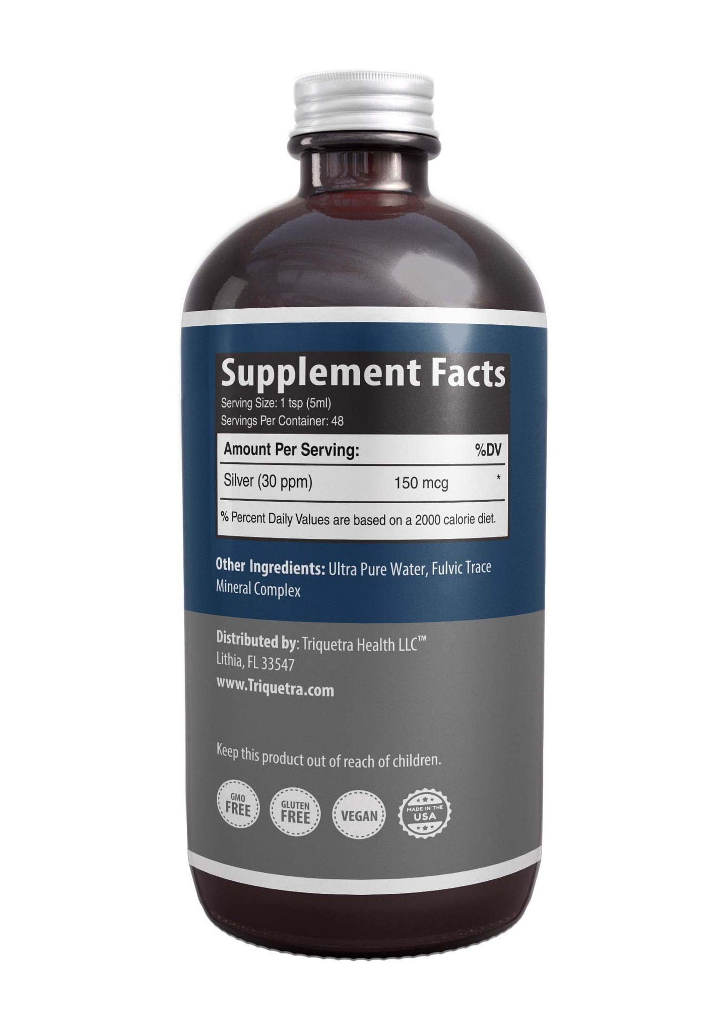 Bioactive Colloidal Silver 8 oz – Glass Bottle, 30 PPM, Immune Support