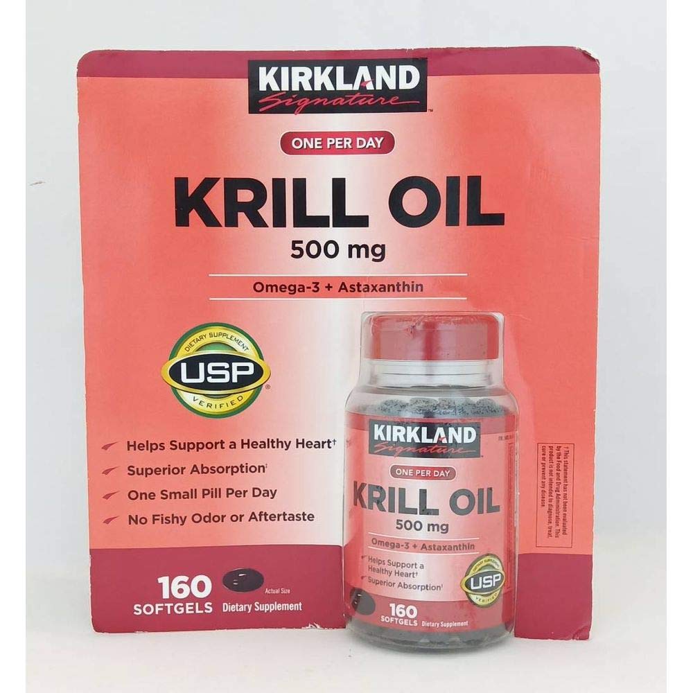 Kirkland Krill Oil 500 mg – 160 Softgels | USP Verified
