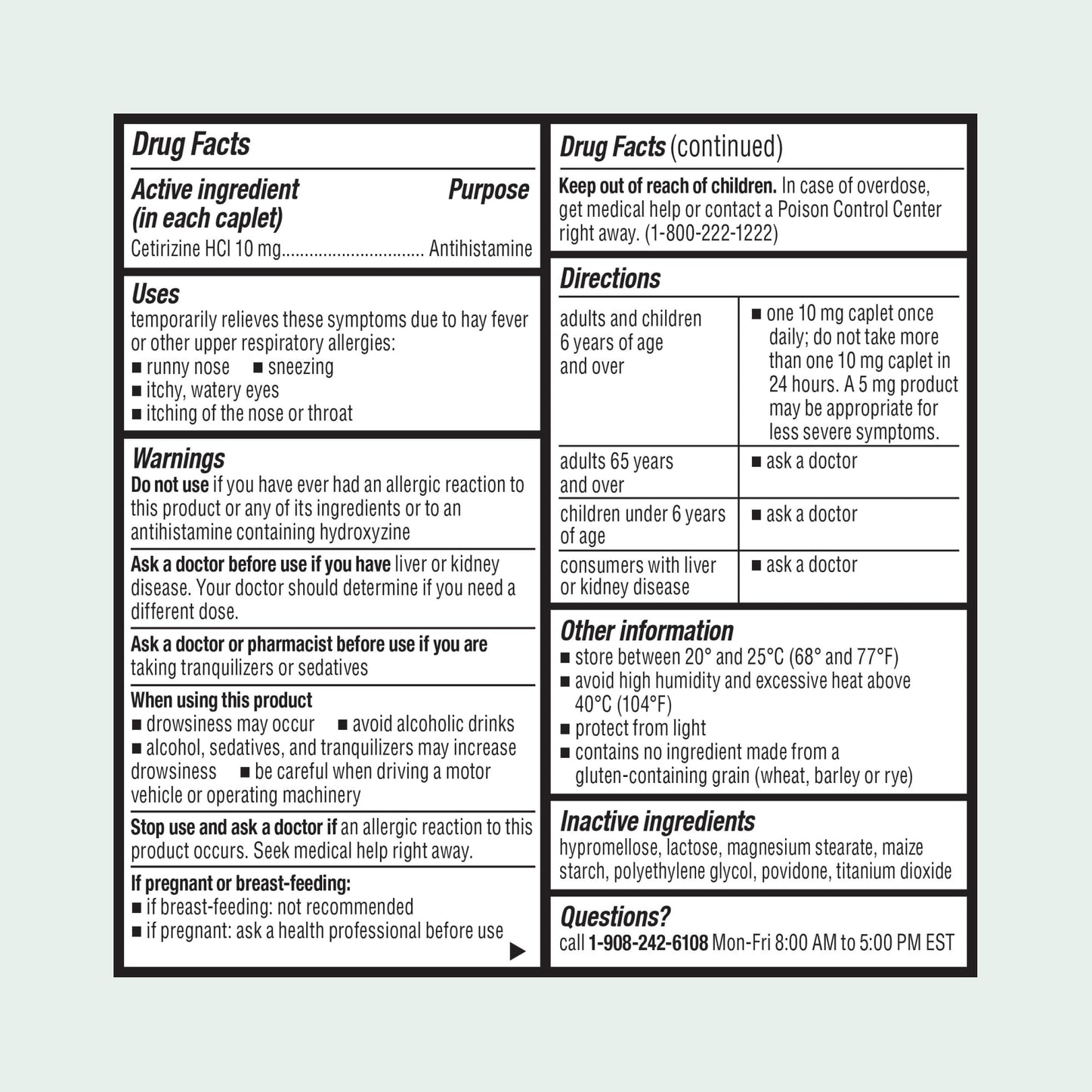 ValuMeds 24-Hour Allergy Medicine Cetirizine HCl 10mg Caplets | Non-Drowsy, 300 Count