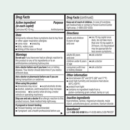 ValuMeds 24-Hour Allergy Medicine Cetirizine HCl 10mg Caplets | Non-Drowsy, 300 Count