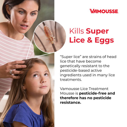 Vamousse Lice Emergency Kit — Mousse, Daily Shampoo & Steel Comb for Kids & Adults