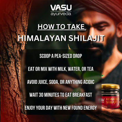 VASU Ayurveda Himalayan Shilajit Resin 400mg – Lab Tested Energy Booster (2-Pack)