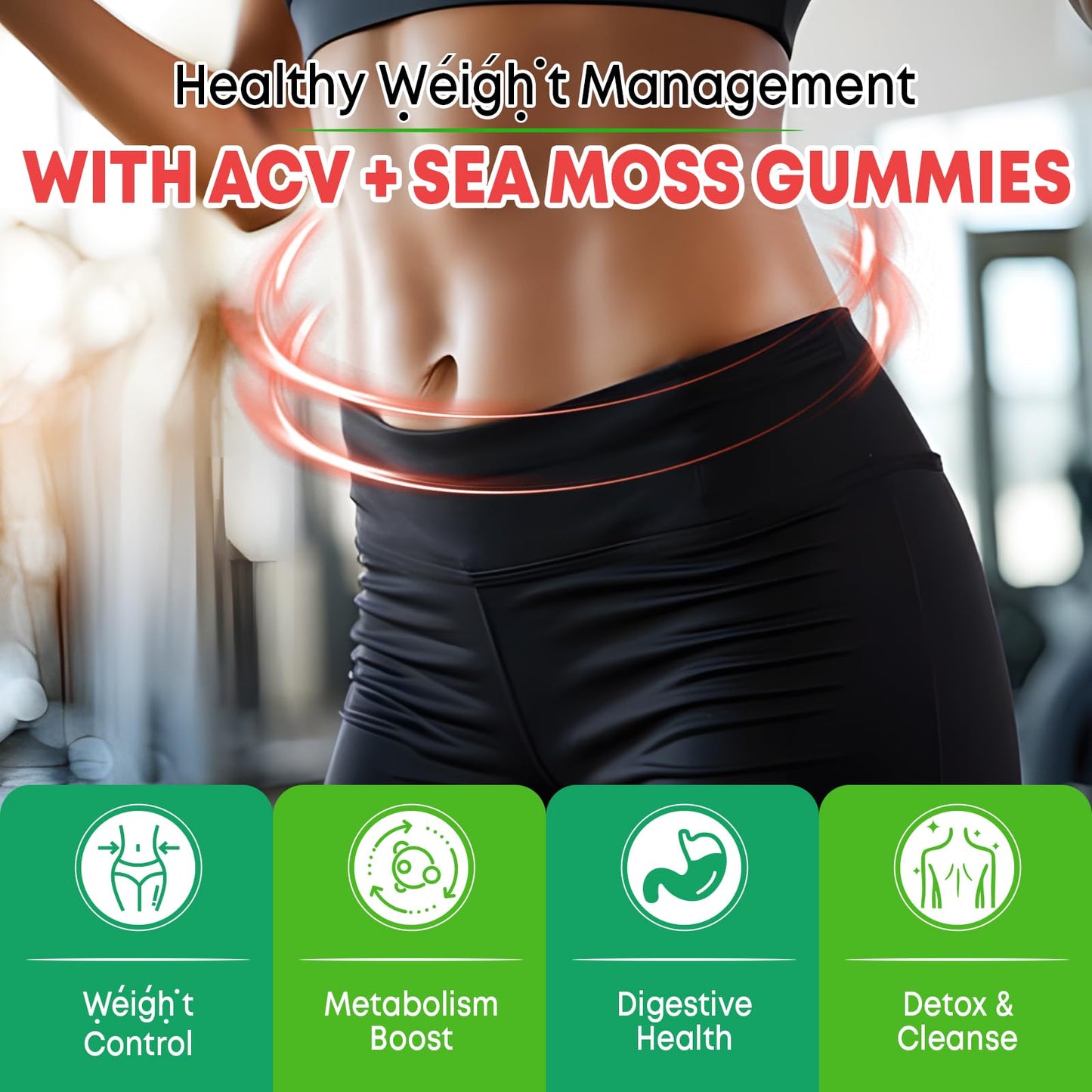 Vazatisi Apple Cider Vinegar Gummies with Sea Moss – Metabolism, Digestion, Detox & Immunity | Apple Flavor 60 Count