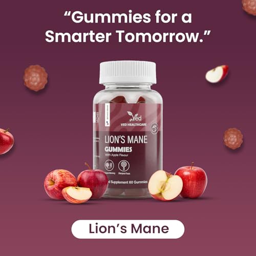 Ved Lion's Mane Gummies 1000mg – Apple Flavour | Vegan Brain Health 60 Gummies