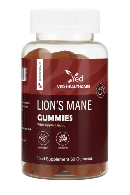 Ved Lion's Mane Gummies 1000mg – Apple Flavour | Vegan Brain Health 60 Gummies