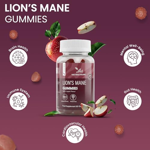 Ved Lion's Mane Gummies 1000mg – Apple Flavour | Vegan Brain Health 60 Gummies