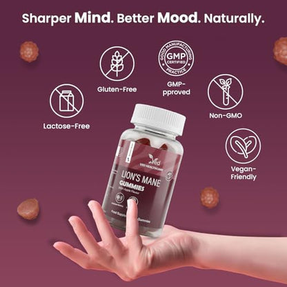 Ved Lion's Mane Gummies 1000mg – Apple Flavour | Vegan Brain Health 60 Gummies