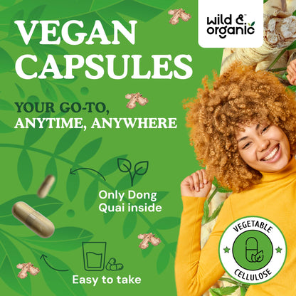 Wild & Organic Dong Quai Capsules for Women - 1000 mg per Serving | 90 Count | Vegan, Non-GMO