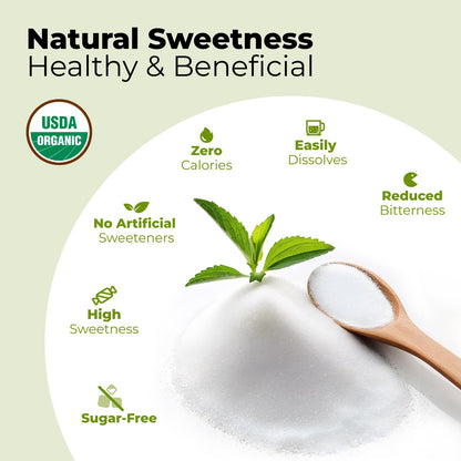 Viccoky Organic Stevia Extract Powder 13oz (370g) | Pure | Sugar-Free | 0 Calories | No Additives | Dissolves Easily | Super Sweet Sugar Substitute | Natural Sweetener